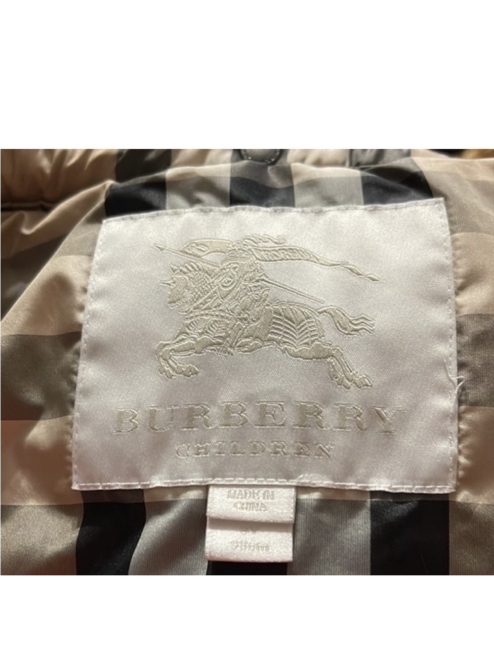 Burberry Kids Quilted Coat with Nova Plaid. Sz 3 - Picture 5 of 6